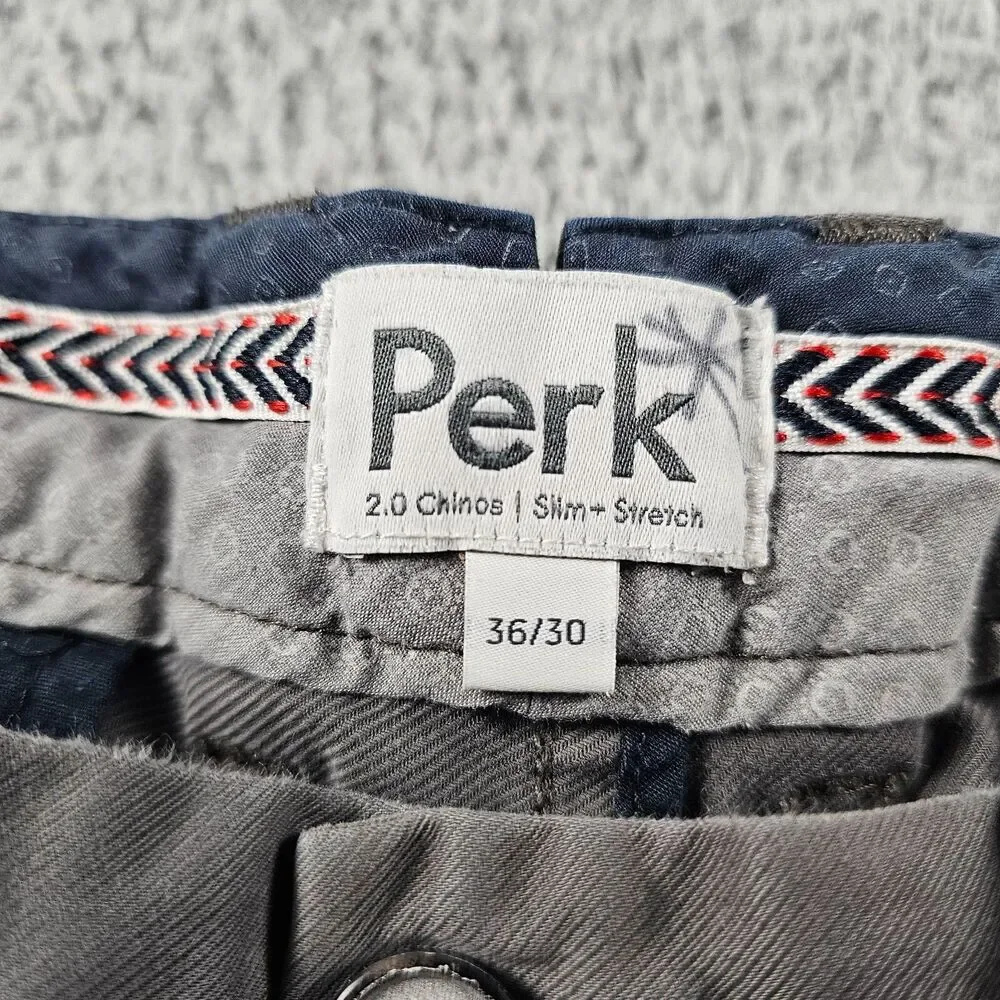 Perk Pants Mens 36x28 Gray 2.0 Chino Slim Straight Stretch Feel Good Golf Twill
